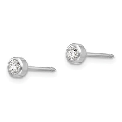 Inverness 14k White Gold 4mm April Crystal Bezel Earrings