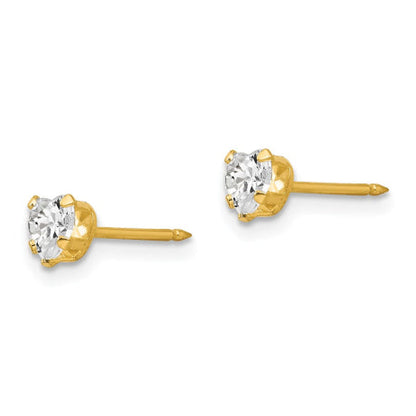 Inverness 14k 4mm Clear Heart CZ Earrings