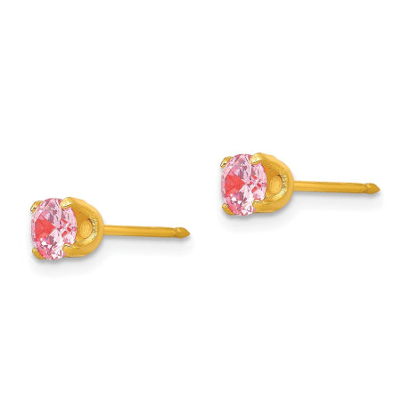 Inverness 14k 5mm Pink CZ Post Earrings