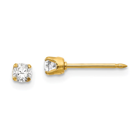 Inverness 14k 3mm CZ Long Post Earrings