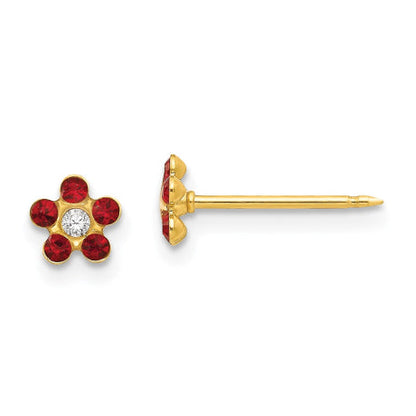 Inverness 14k July Red Crystal Birthstone Flower Earrings