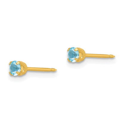 Inverness 24k Plated March Lt Blue Crystal Birthstone Earrings