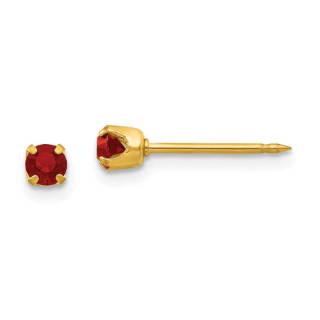 Inverness 24k Plated July Red Crystal Birthstone Earrings