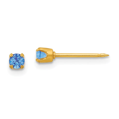 Inverness 24k Plated September Blue Crystal Birthstone Earrings