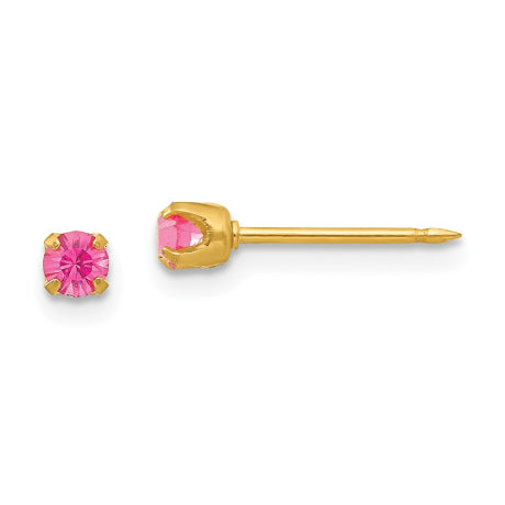 Inverness 24k Plated October Pink Crystal Birthstone Earrings