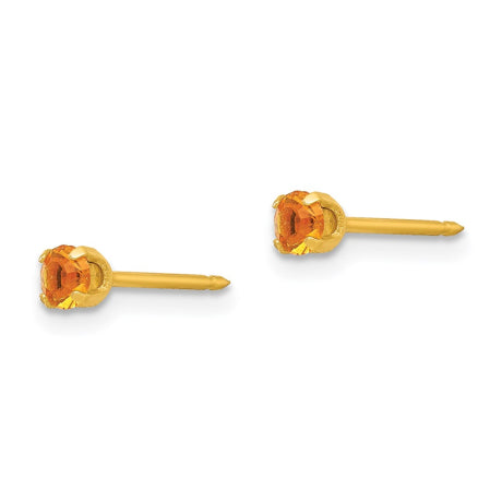 Inverness 24k Plated November Yellow Crystal Birthstone Earrings