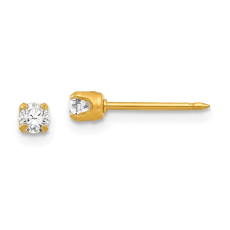 Inverness 14k 3mm April Crystal Birthstone Post Earrings