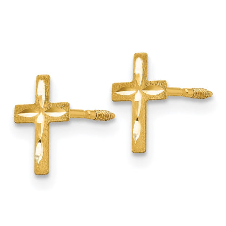 14k Madi K Diamond Cut Cross Earrings