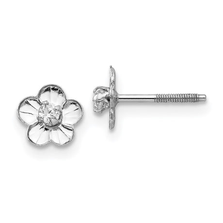 14k White Gold Madi K Flower Earrings