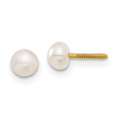 14k Madi K 4-5mm Button FW Cultured Pearl Screwback Earrings