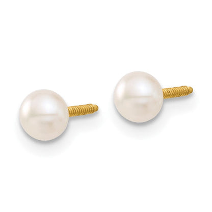 14k Madi K 4-5mm Button FW Cultured Pearl Screwback Earrings