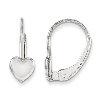 14k White Gold Madi K Heart Leverback Earrings