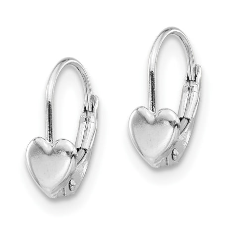 14k White Gold Madi K Heart Leverback Earrings