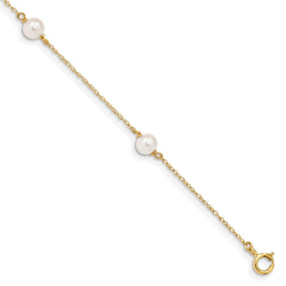 14K Madi K 5-6mm White Round FWC Pearl 3-station Bracelet