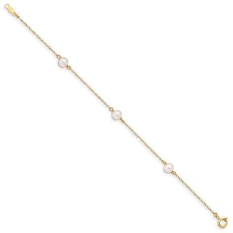 14K Madi K 5-6mm White Round FWC Pearl 3-station Bracelet