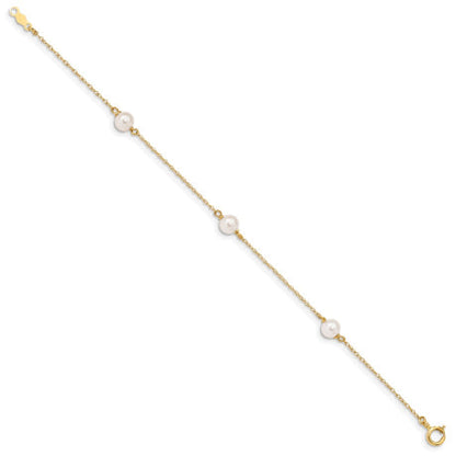 14K Madi K 5-6mm White Round FWC Pearl 3-station Bracelet