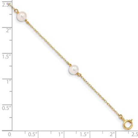 14K Madi K 5-6mm White Round FWC Pearl 3-station Bracelet