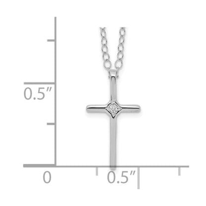 14k White Gold Madi K .01ct Diamond Cross Necklace