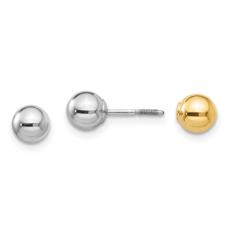 14k Madi K Two-tone Reversible 5mm Ball Screw Earrings