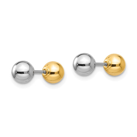 14k Madi K Two-tone Reversible 5mm Ball Screw Earrings