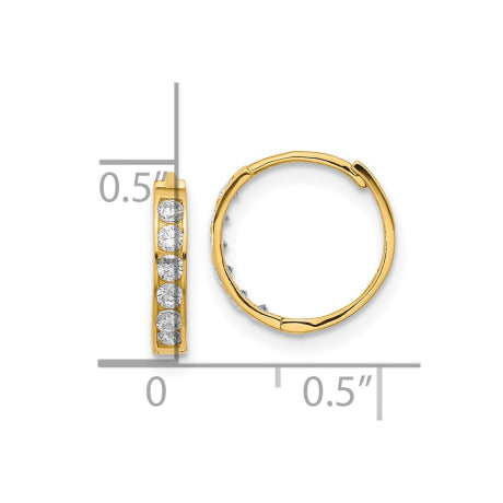 14k Madi K CZ Hinged Hoop Earrings