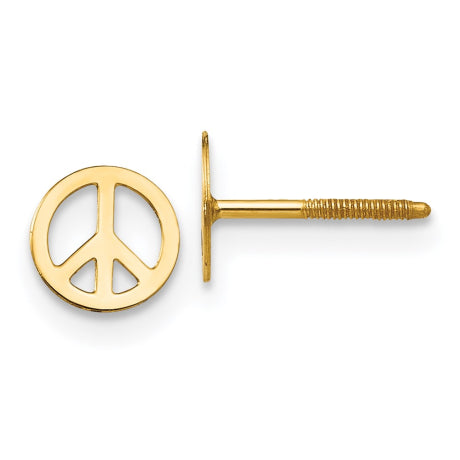 14k Madi K Peace Sign Screwback Earrings