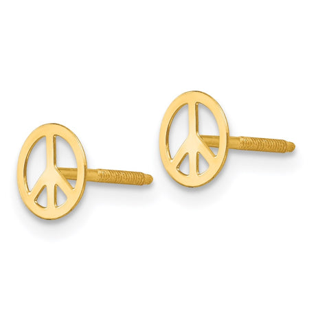 14k Madi K Peace Sign Screwback Earrings