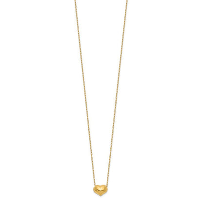 14k Madi K Small Hollow Heart w/ Chain and 1in ext. Necklace