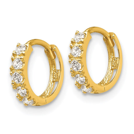 14k Madi K CZ Children's Hinged Hoop Earrings