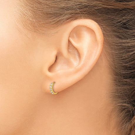 14k Madi K CZ Children's Hinged Hoop Earrings