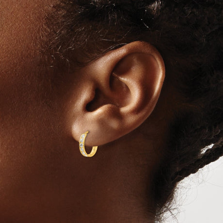 14k Madi K CZ Children's Hinged Hoop Earrings