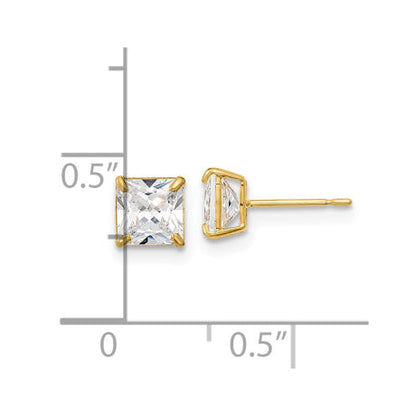 14k Madi K 5mm Square CZ Basket Set Stud Earrings