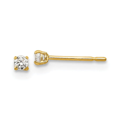 14k Madi K 2mm Round CZ Basket Set Stud Earrings