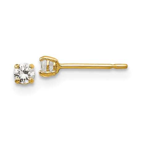 14k Madi K 2.5mm Round CZ Basket Set Stud Earrings