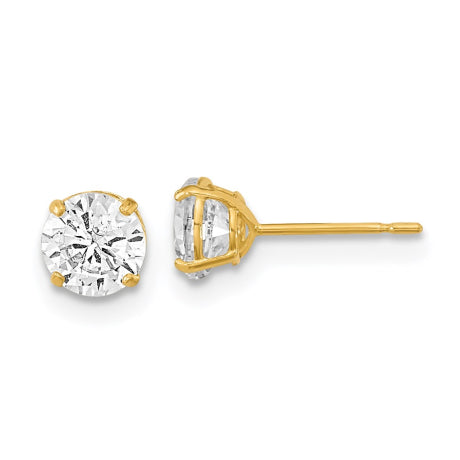 14k Madi K 5mm Round CZ Basket Set Stud Earrings