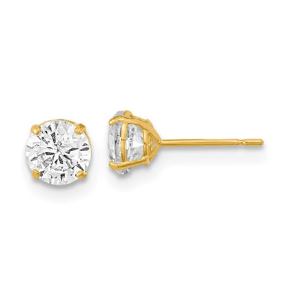 14k Madi K 5mm Round CZ Basket Set Stud Earrings