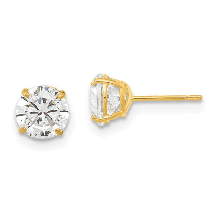 14k Madi K 6mm Round CZ Basket Set Stud Earrings