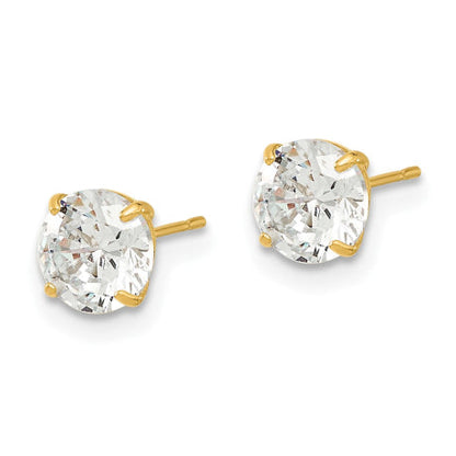 14k Madi K 6mm Round CZ Basket Set Stud Earrings