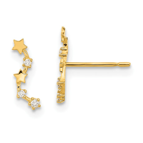 14k Madi K Curved Stars CZ Post Dangle Earrings