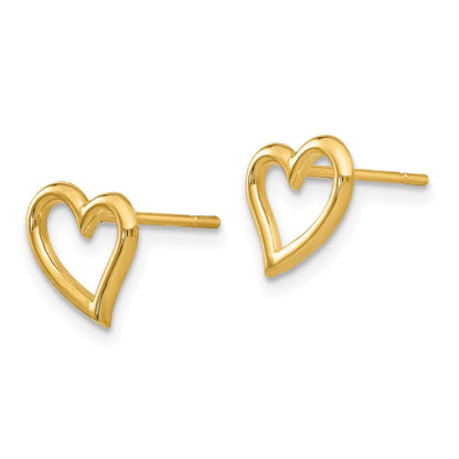 14k Gold Polished Open Heart Post Earrings