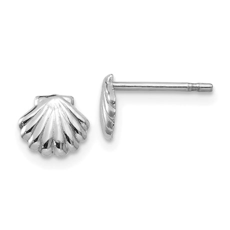 14k White Gold Polished Shell Post Earrings