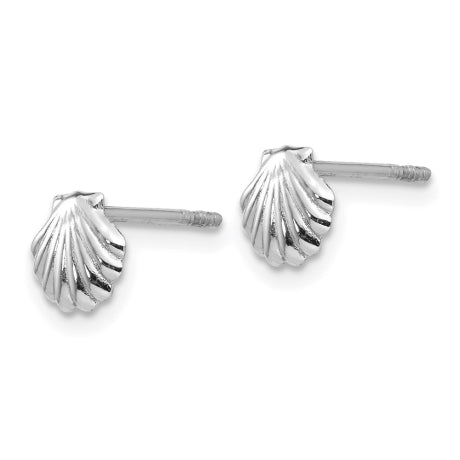 14k White Gold Polished Shell Post Earrings