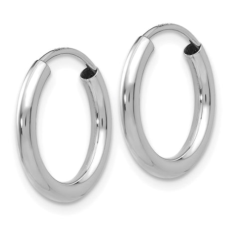 14k White Gold Polished Endless 2mm Hoop Earrings