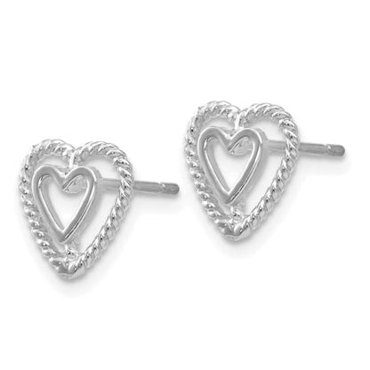 14k White Gold Heart Earrings