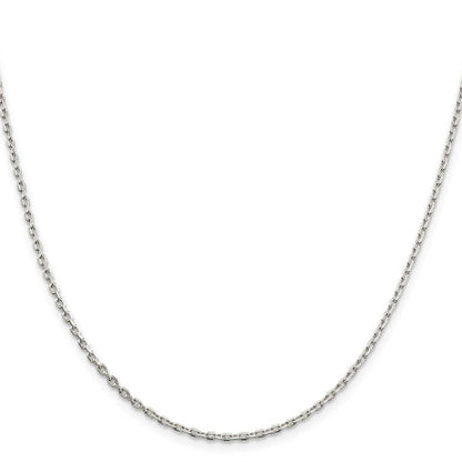 Sterling Silver 2mm Beveled Oval Cable Chain