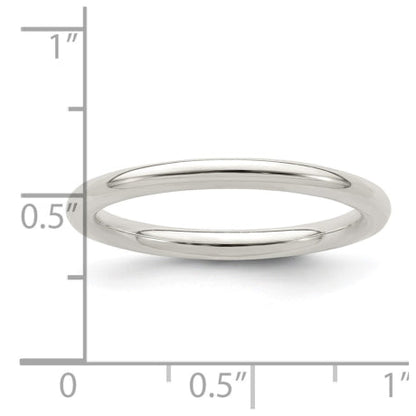 Sterling Silver 2mm Comfort Fit Size 10 Band