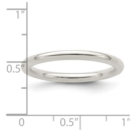 Sterling Silver 2mm Comfort Fit Size 5 Band