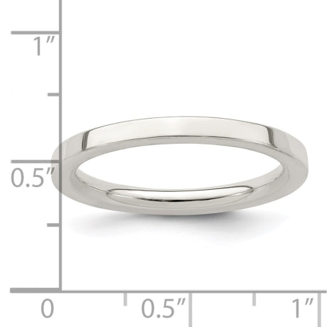 Sterling Silver 2mm Comfort Fit Flat Size 6 Band