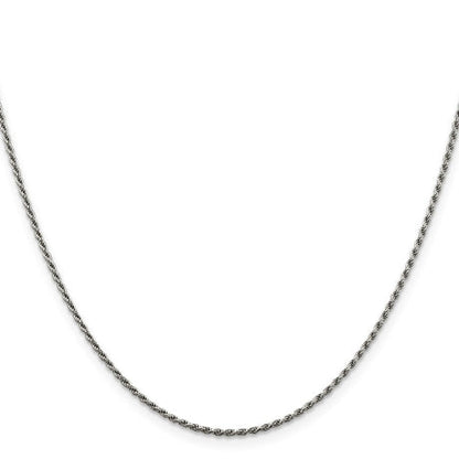 Sterling Silver Rhodium-plated 1.5mm Diamond-cut Rope Chain