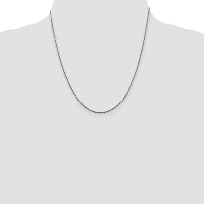 Sterling Silver Rhodium-plated 1.5mm Diamond-cut Rope Chain